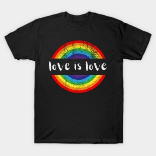 Gay Pride Vintage Rainbow LGBT Love Is Love T-Shirt